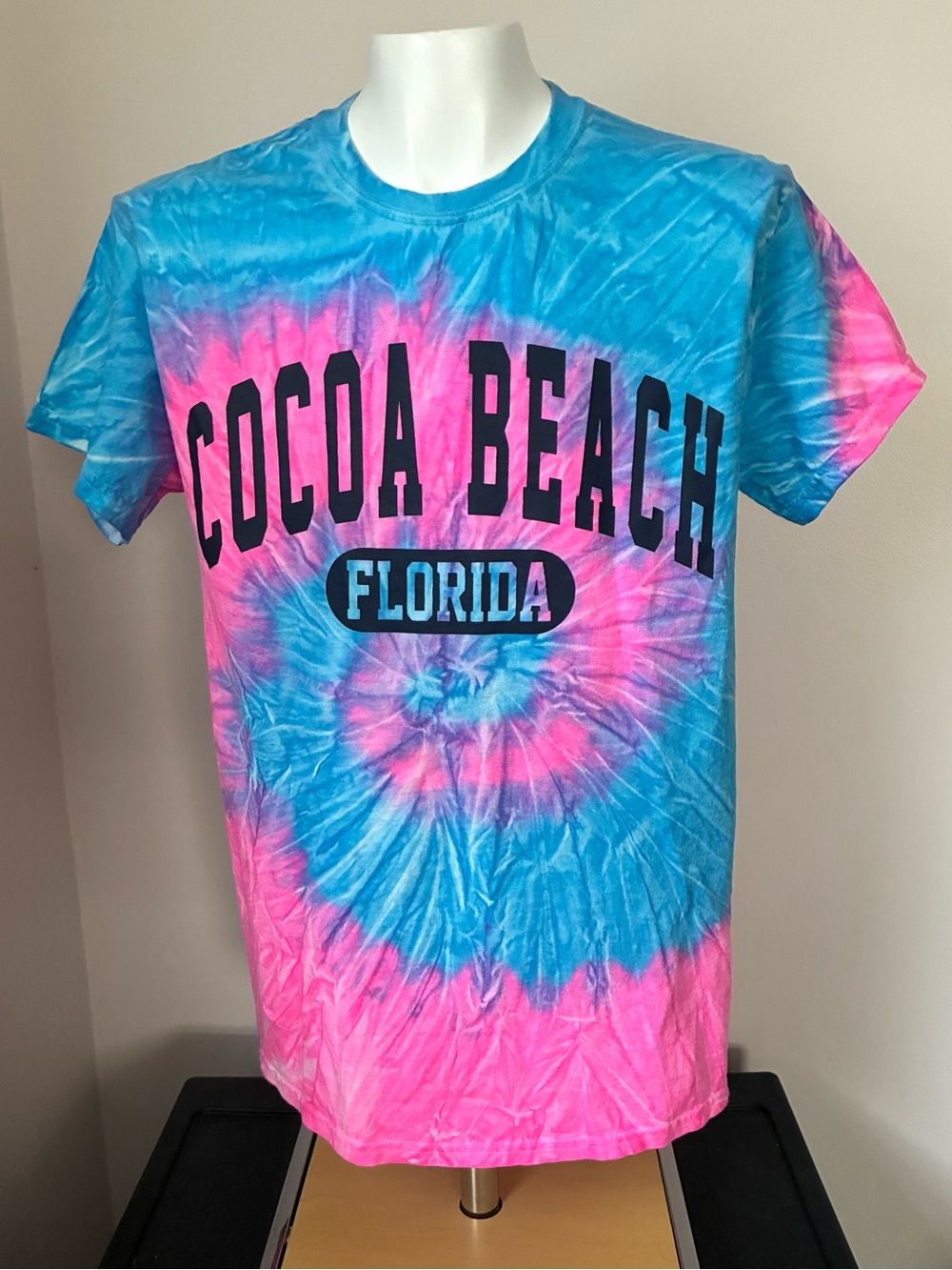 Cocoa Beach Florida Souvenir Tie-Dye T-Shirt - Blue & Pink